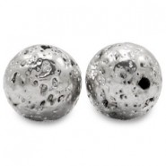 Hematite bead Lava look 11mm Antique silver