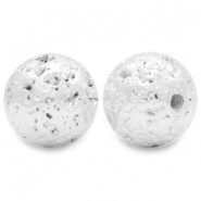 Hematite bead Lava look 11mm Silver