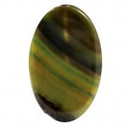 Semi-precious stone Agate bead oval 25x40mm Green