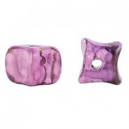 DQ Griechische Keramik Perle irregular square 14mm Purple pink