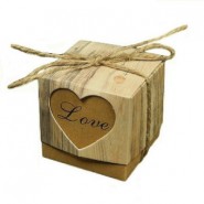 Geschenkbox Holz Look Herz "Love" 50x50x50mm