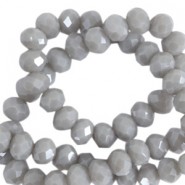Faceted glass beads 8x6mm disc Cloudy grey-pearl shine coating