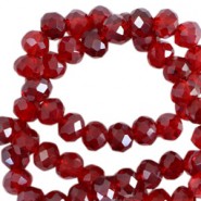 Top Glas Facett Glasschliffperlen 6x4mm rondellen Wine dark red-pearl shine coating
