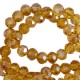 Faceted glass beads 4x3mm disc Topaz yellow-pearl shine coating