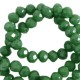 Faceted glass beads 4x3mm disc Cadmium green-pearl shine coating