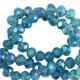 Faceted glass beads 4x3mm disc Pacific blue-AB coating