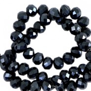 Top Glas Facett Glasschliffperlen 6x4mm rondellen Black-pearl shine coating