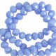 Faceted glass beads 4x3mm disc Sky blue-pearl shine coating