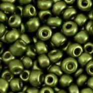 Glasperlen rocailles 8/0 (3mm) Metallic olive green