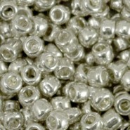 Glasperlen rocailles 6/0 (4mm) Metallic shine warm silver