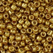 Glasperlen rocailles 8/0 (3mm) Metallic shine gold