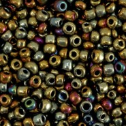 Glasperlen rocailles 8/0 (3mm) Metallic shine multicolour gold
