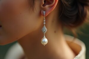 Hängende Perlenohrringe für elegantes Aussehen